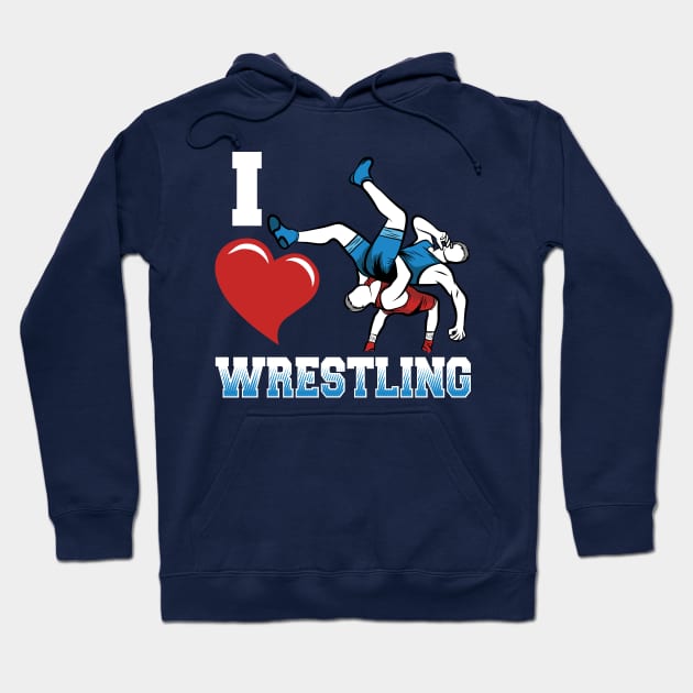 I heart wrestling - Amateur Wrestling Hoodie by Gold Wings Tees